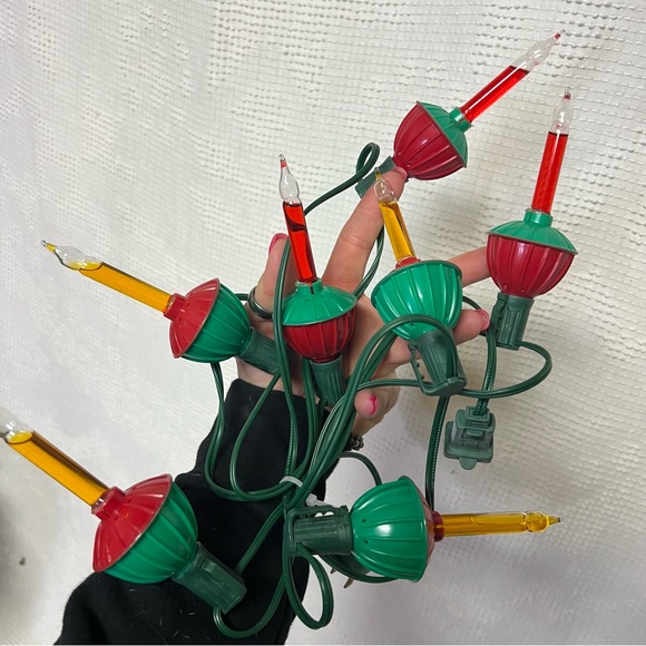 Vintage Christmas Bubble Lights Set 7 with cord - works red green holiday - Picture 1 of 3